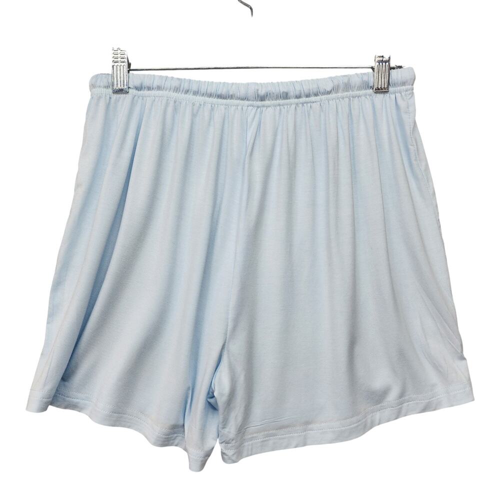NWT SWOMOG Womens M Blue Button Down Pajama Set Shorts Soft Sleepwear Loungewear - Picture 5 of 14